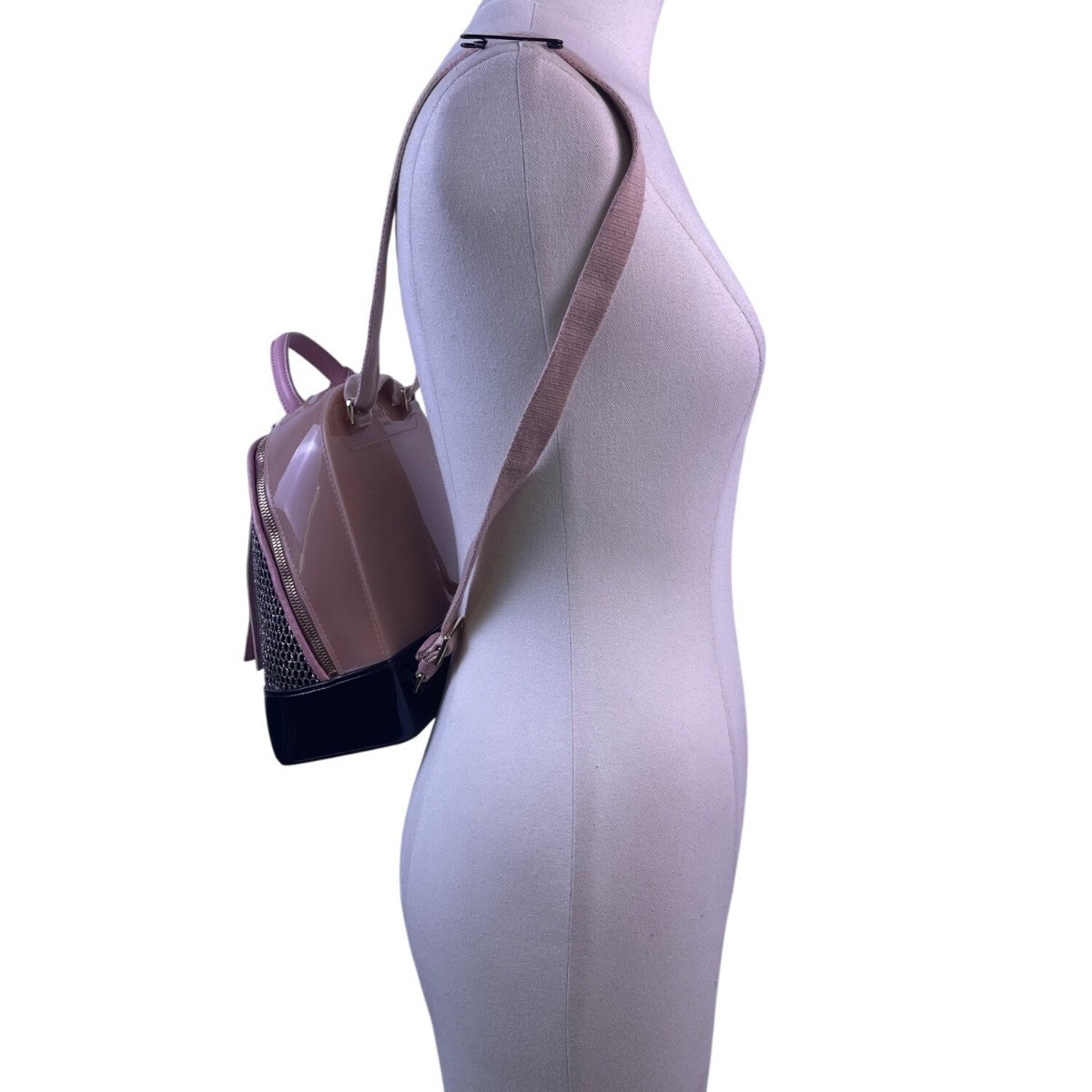 Furla Women’s Pink & Black Mesh & Rubber Blend Heart Backpack