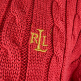 Lauren Ralph Lauren Womens Red Cable Knit Full Zip Sweater With Pockets