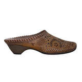 Pikolinos Women’s Brown Leather Laser Cut Slip-On Mules Size 38