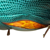 Samantha Brown Women’s Teal & Brown Croc Embossed Lining Dual Handles Travel Bag