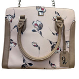 Nine West Women's Beige Faux Leather Floral Print Dual Handles Crossbody Bag