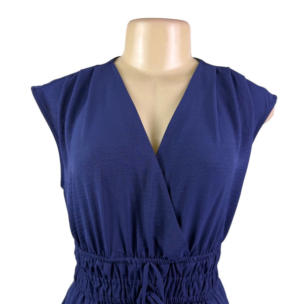 Rachel Zoe Womens Navy Maxi Dress Smocked Waist Sleeveless Tiered  Sz XS