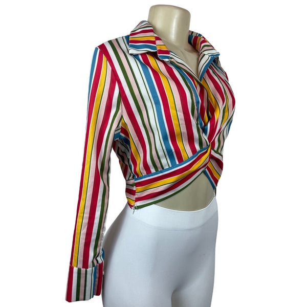 Vintage 90s Harmony Women's Vibrant Multicolored Stripes Pattern Top Sz- L