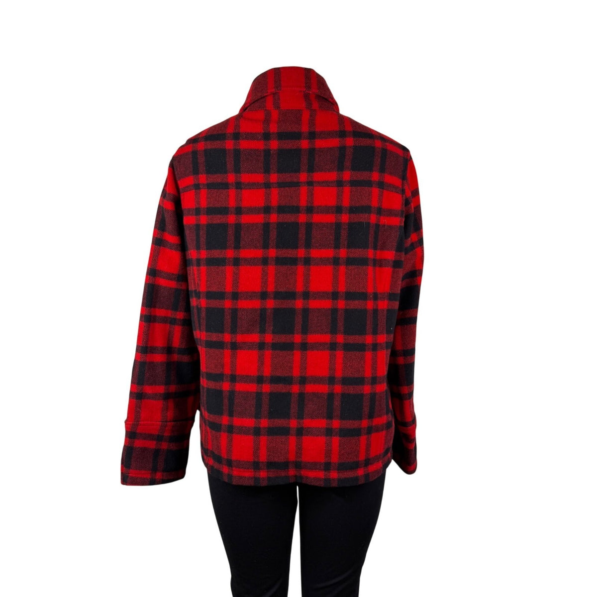 Woolrich Womens Red & Black Plaid Peacoat Double Breasted Jacket Size L