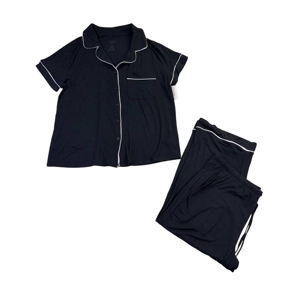 Auden Womens Black Modal Spandex Sleepwear Pajama Set Size L