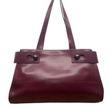 Furla Womens Burgundy Leather Genuine Italian Double Shoulder Straps Tote Bag