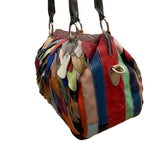 Handcrafted Multicolored Leather Patchwork With Dual Handles Crossbody Bag