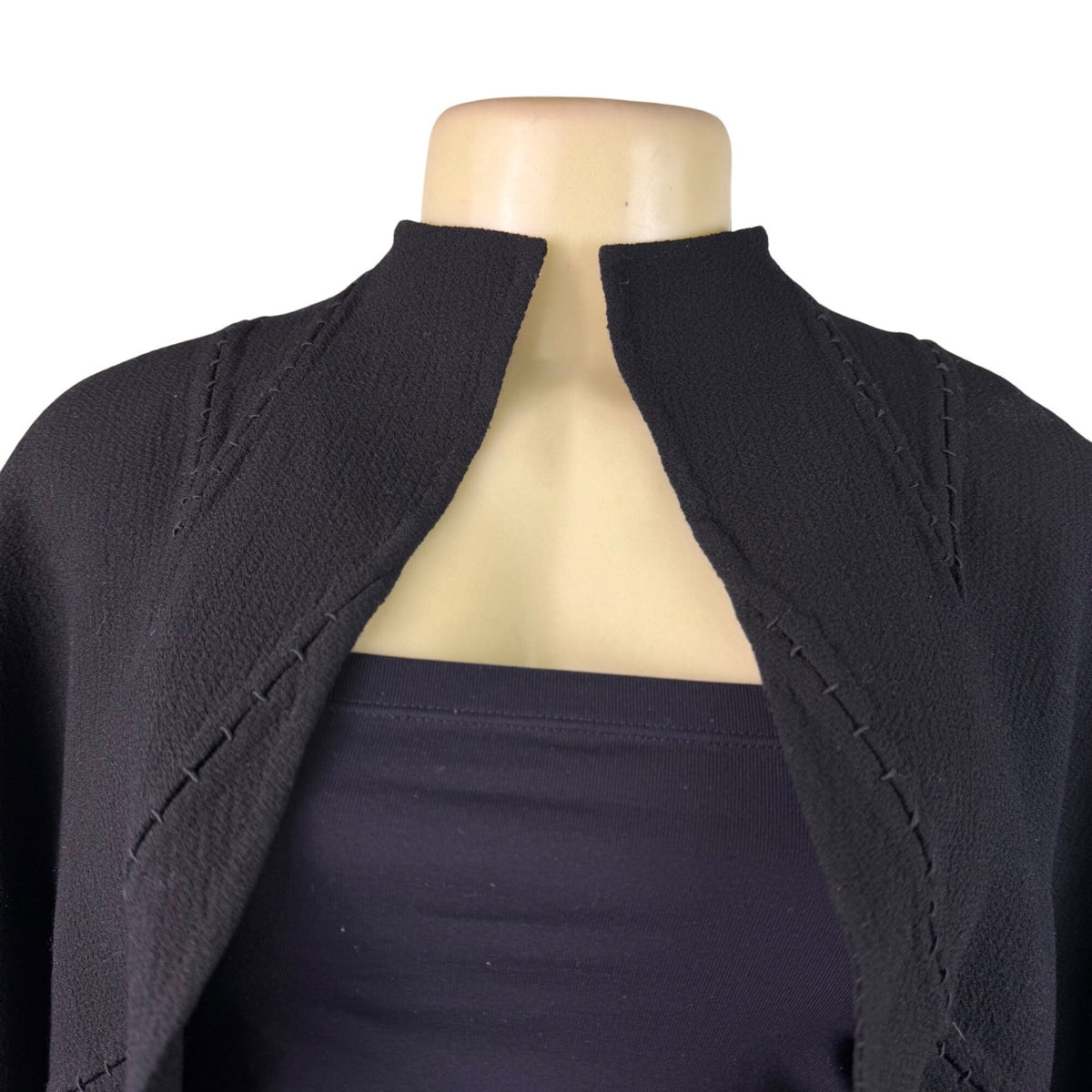 Chado Ralph Rucci Black Short Cropped Bolero Jacket Women Open Front