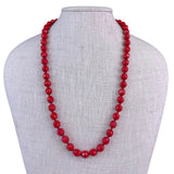 Les Bernard Womens Red Glass Bead Necklace Vintage Faceted Jewelry