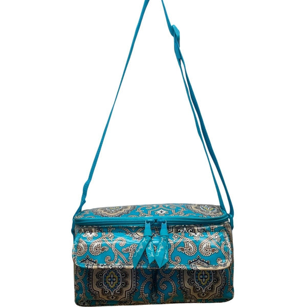 Vera Bradley Women’s Aqua & White Paisley Print Adjustable Strap Lunch Bag