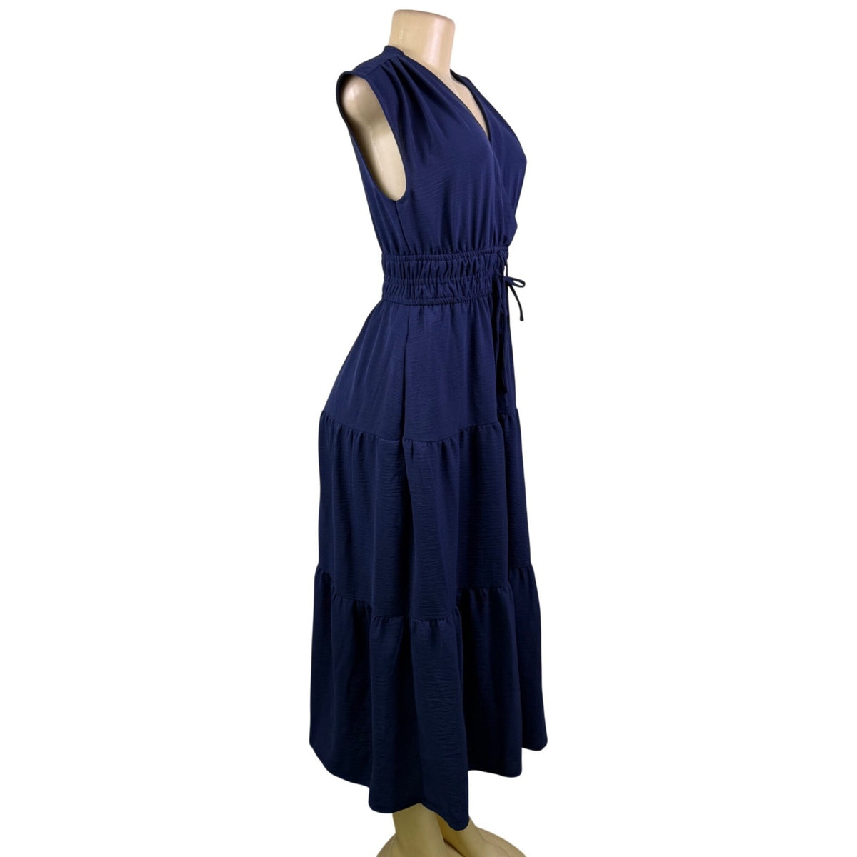 Rachel Zoe Womens Navy Maxi Dress Smocked Waist Sleeveless Tiered  Sz XS