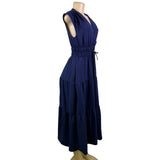 Rachel Zoe Womens Navy Maxi Dress Smocked Waist Sleeveless Tiered  Sz XS