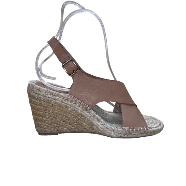 Bettye Muller Women’s Blush Leather Espadrille Wedge Venus Sandals Size 7.5