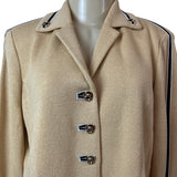 St. John Collection Knitted Beige Button-Up Womens Blazer Jacket Beige Sz 8