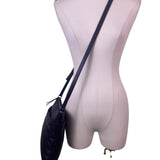 Halogen Women’s Black Pebbled Leather Adjustable Strap Crossbody Bag With Tassel