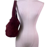 Coach Womens Burgundy Suede Hobo Bag Handcrafted Spacious Interior Zip Closure