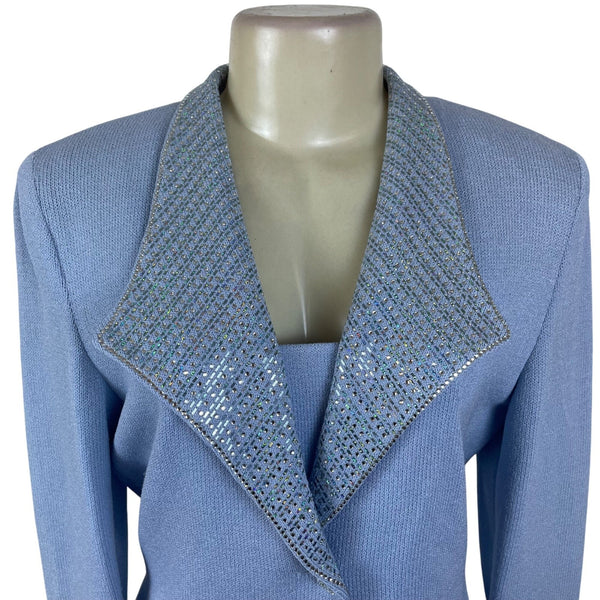 St. John Womens Light Blue Set Blazer Size 6 & Skirt Size 10