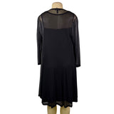 Eileen Fisher Womens Black Sheer Open Cardigan & Silk Dress Set Sz M