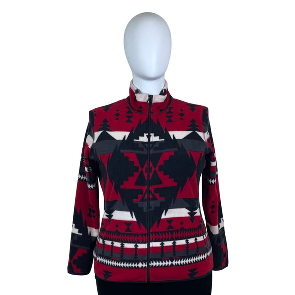 Lauren Ralph Lauren Womens 2X Aztec Print Fleece Jacket