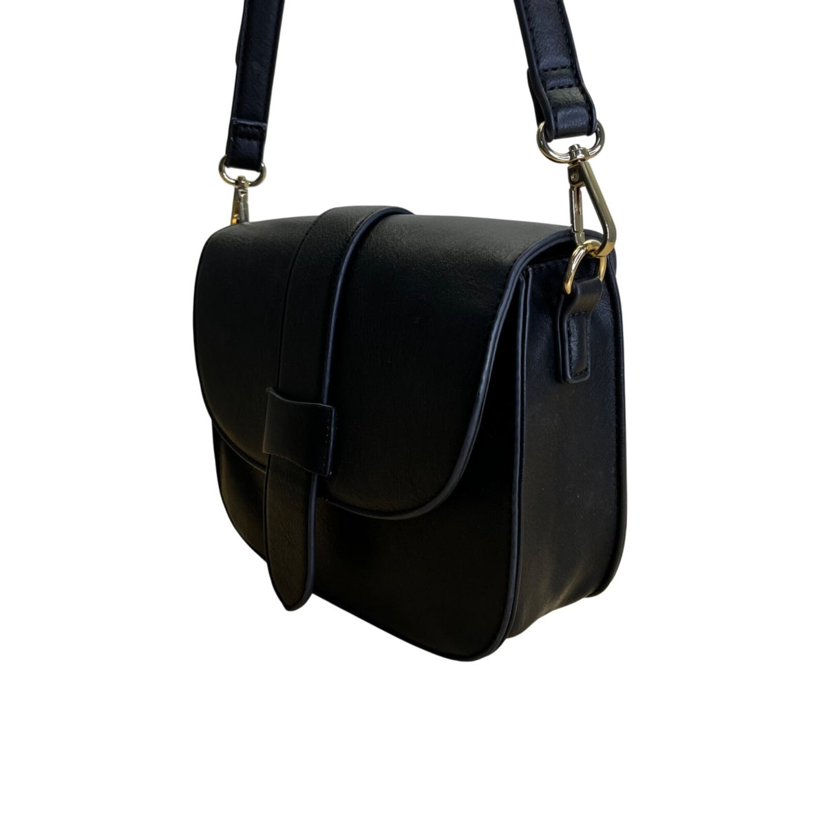 Sole Society Black Faux Leather Adjustable Strap & Snap Closure Crossbody Bag