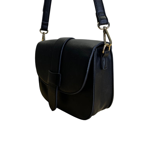 Sole Society Black Faux Leather Adjustable Strap & Snap Closure Crossbody Bag