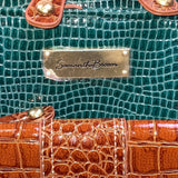Samantha Brown Unisex Teal & Brown Faux Croc-Embossed Spinner Carry-On Luggage