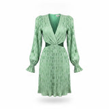 Dee Elly Womens Green Long Sleeve Mini Dress Cutout Waist Size S