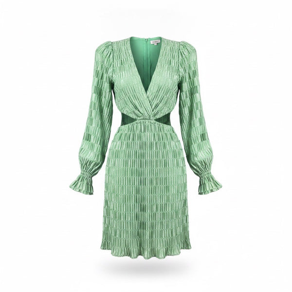 Dee Elly Womens Green Long Sleeve Mini Dress Cutout Waist Size S