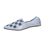 Zrshenmids Women’s White Leather Cut-Out Slip-On Square Toe Loafers Size 38