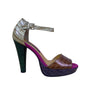 Beverly Feldman Women’s Brown Faux Croc Ankle Strap  Platform Heels Size 7.5M