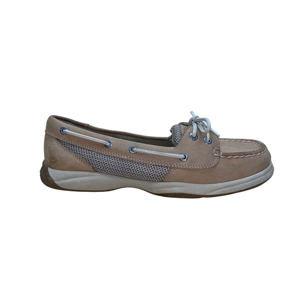 Sperry Women's Beige Leather Casual Slip-On Top Sider Boat Shoes Size 7.5M