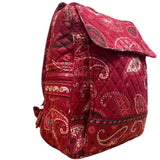 Vera Bradley Women’s Red Cotton Quilted Paisley Print Adjustable Straps Backpack