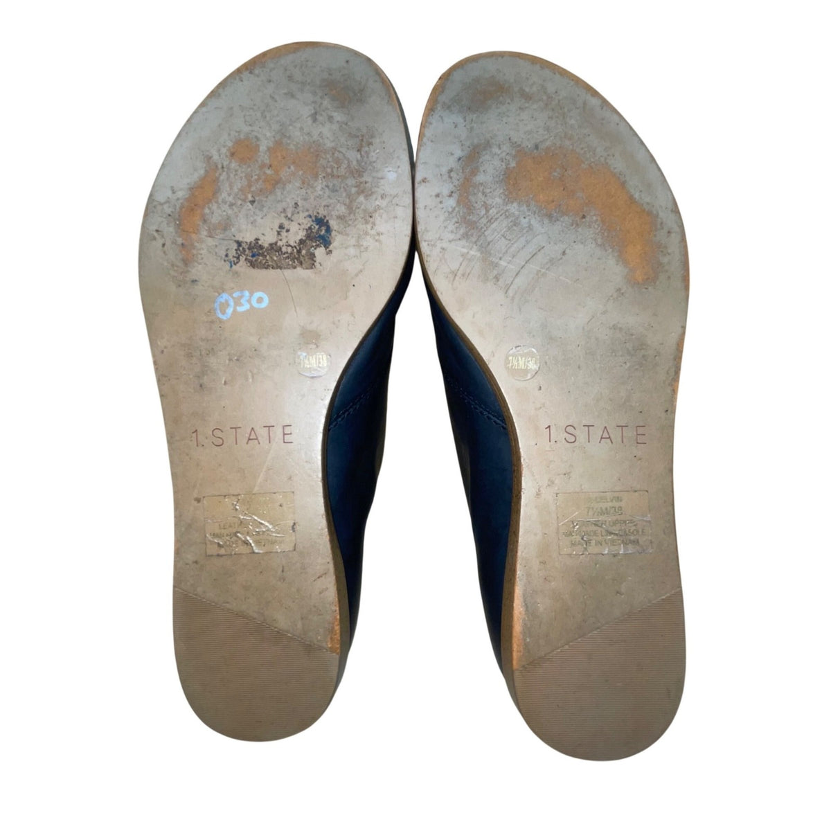 1.State Women’s Blue Leather Open Toe Slingback Celvin Sandals Size 7.5M