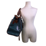Samantha Brown Women’s Teal & Brown Croc Embossed Lining Dual Handles Travel Bag