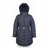 Tommy Hilfiger Womens Black Hooded Puffer Coat Water Resistant Belted Size XL
