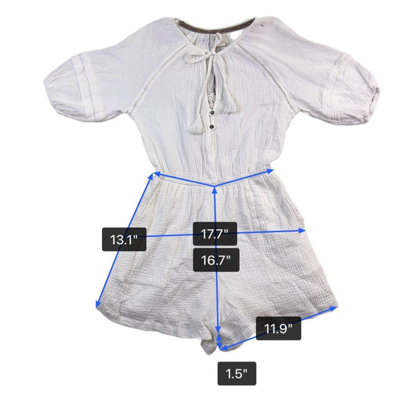Knox Rose Womens White Cotton Gauze Romper Tassel Tie Accent Size S
