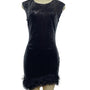 Black Sequin Sleeveless Mini Dress With Fringe Accent