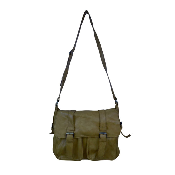ModCloth Womens Oxide Yellow Faux Leather Adjustable Buckle Strap  Crossbody Bag