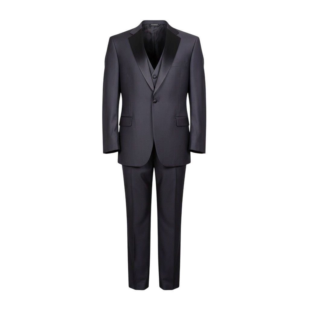 Jos. A. Bank Mens Black Wool Tuxedo Notch Suit Set Jacket Sz 48RG Pants 39x27