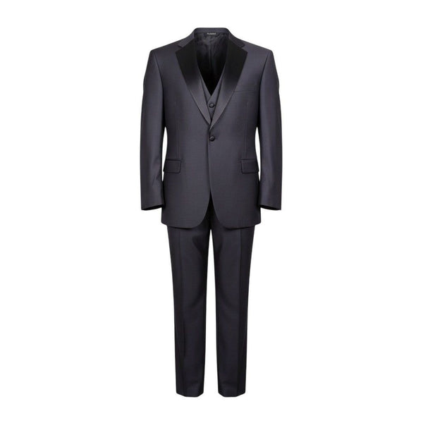Jos. A. Bank Mens Black Wool Tuxedo Notch Suit Set Jacket Sz 48RG Pants 39x27