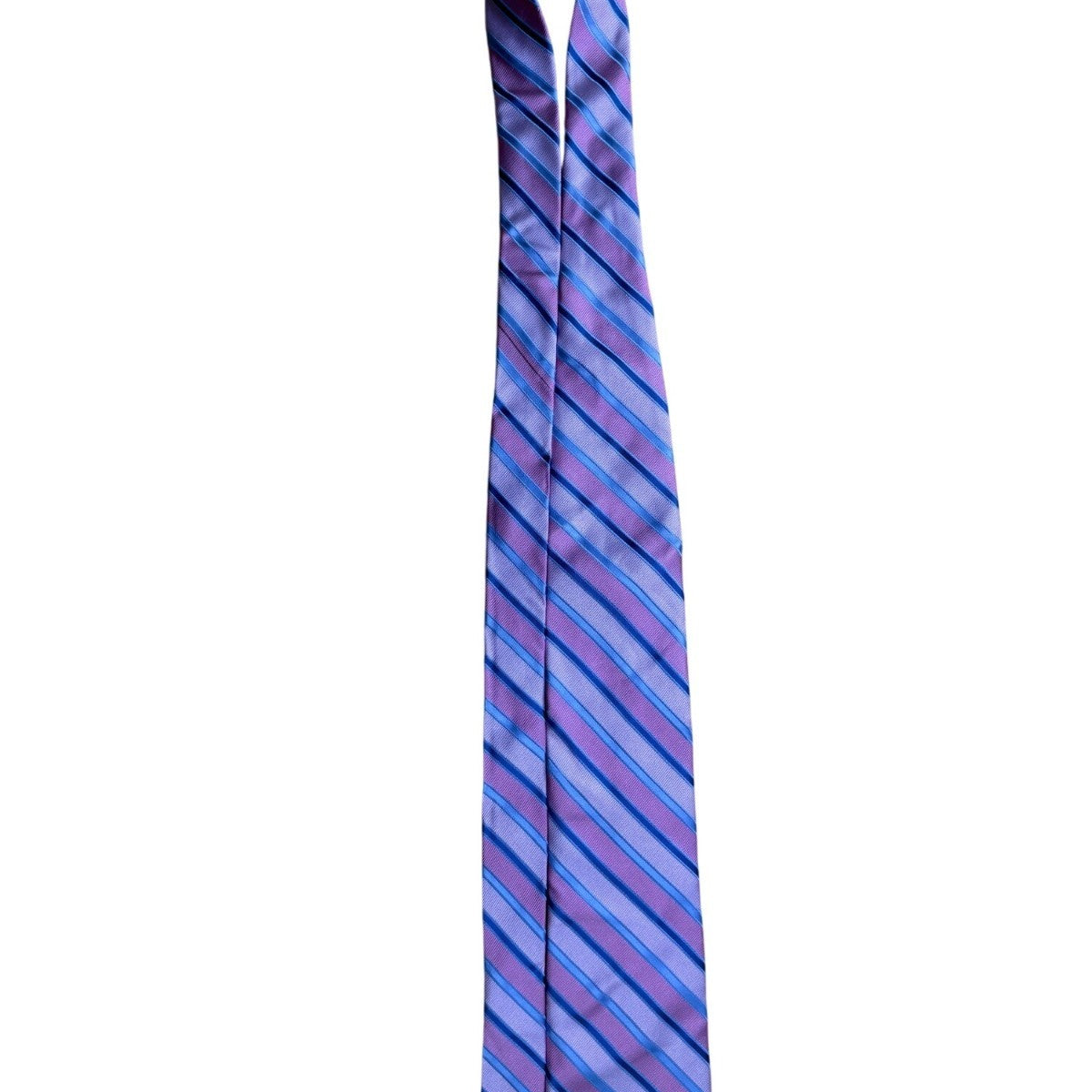 Corporate Image Mens Pink Blue Silk Striped Necktie All Silk Accessory