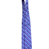 Corporate Image Mens Pink Blue Silk Striped Necktie All Silk Accessory