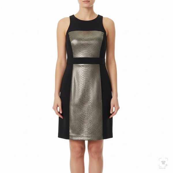 Bailey 44 Womens Black & Gold Faux Snakeskin Bodycon Sleeveless Mini Dress Size