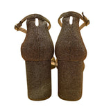 Kelly & Katie Women’s Bronze Glitter Ankle Strap Block Heel Caital Sandals Sz 9M