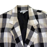 Ellen Ashley Womens Beige/Black Plaid Blazer Jacket Tie Waist Size M