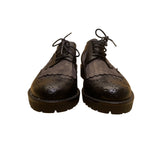 Bocage Womens Black Metallic  Loafers Leather Wingtip Brogues With Lug Sole Sz 3