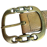 Genuine Leather Womens Brown Braided Belt With Brass Buckle Size Large