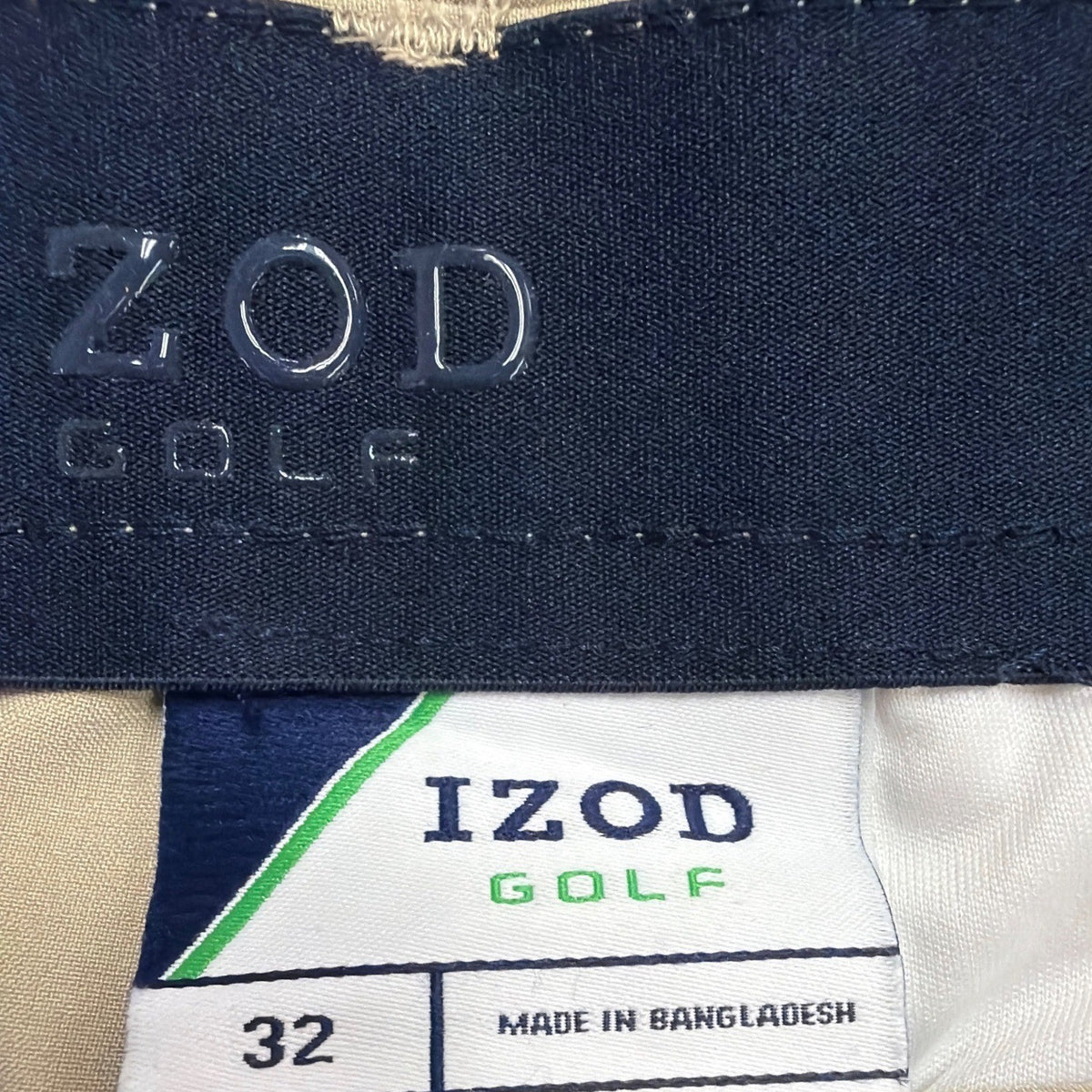 Izod Mens Beige Stretch Golf Pants With Flat Front & Belt Loops Size 32 L32