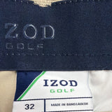 Izod Mens Beige Stretch Golf Pants With Flat Front & Belt Loops Size 32 L32