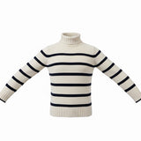 J.Crew Womens Ivory & Navy Merino Striped Turtleneck Sweater Warm Knit Sz XS